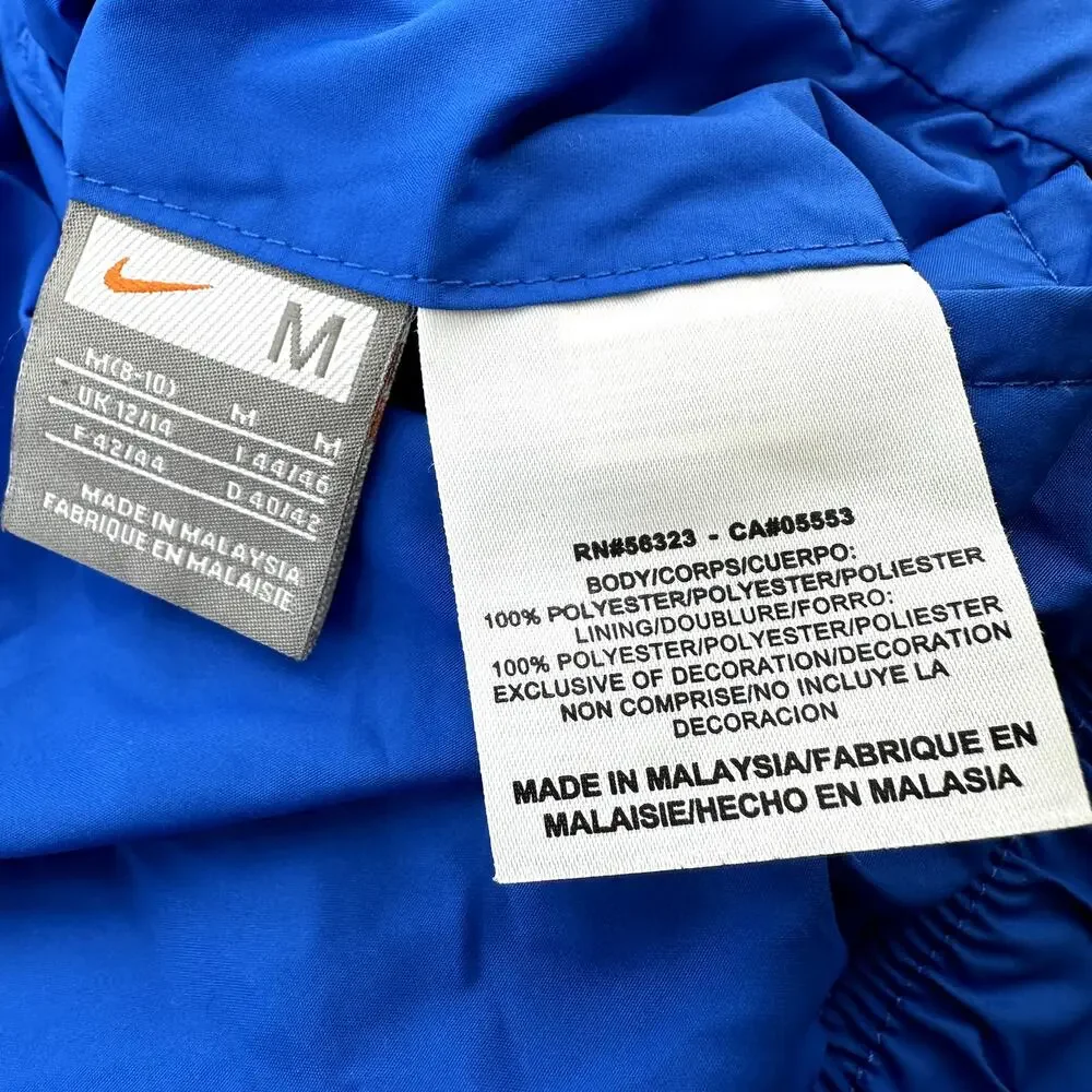 Nike Reversible Windbreaker Jacket Full Zip Logo Hidden Hood Royal Blue M